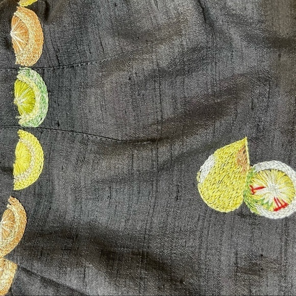 Vintage Citrus Embroidered Silk Pants - Picture 2 of 5